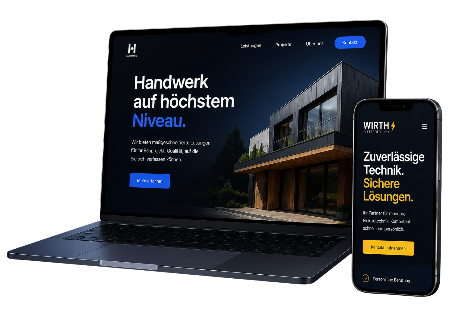 Paladin Media Portfolio - Website-Beispiele auf Laptop und Handy